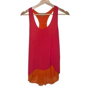 REMAIN I Fuchsia Coral Orange Layered Lightweight Sleeveless Tank Blouse I S